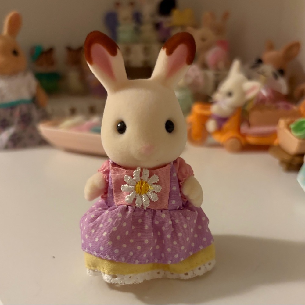 Calico Critters - Medium Bunny in Purple Dress - NWOT